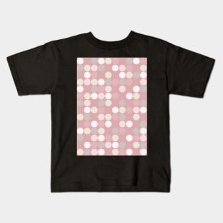 Dusty Rose Subtle Pink and Beige Circles Pattern Kids T-Shirt